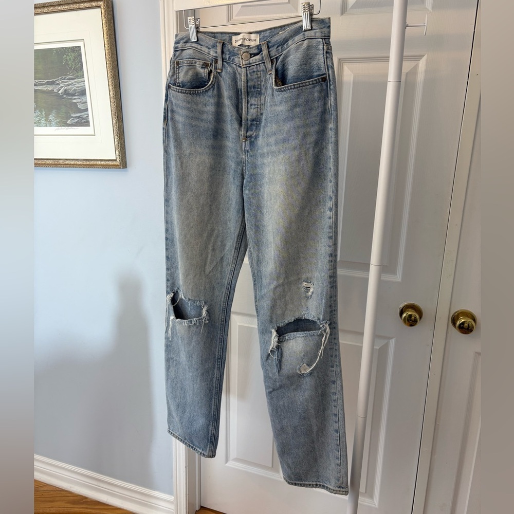 Aritzia Denim Forum Joni High Rise Loose Blue Distressed Jean Size 26 Cotton - Picture 5 of 14